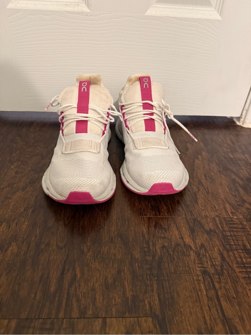 On Women’s Cloudnova Athletic Shoes - White with Pink Accents